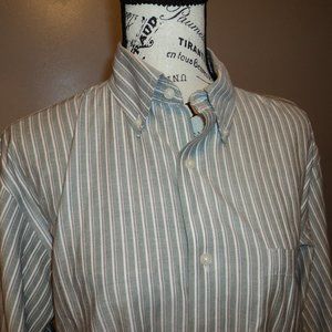 Land's End Men's 15 1/2 - 32 Shirt Striped Long Sleeve Supima Cotton No Iron